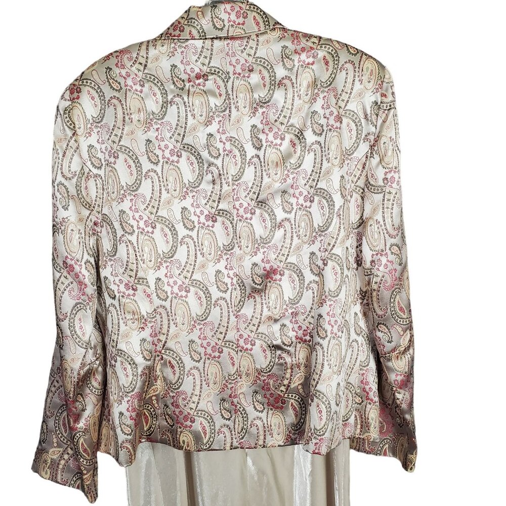 Patra Size L 14 Suit Slip Dress Brocade Jacket Formal Long Paisley Crystal Clasp - Picture 6 of 16